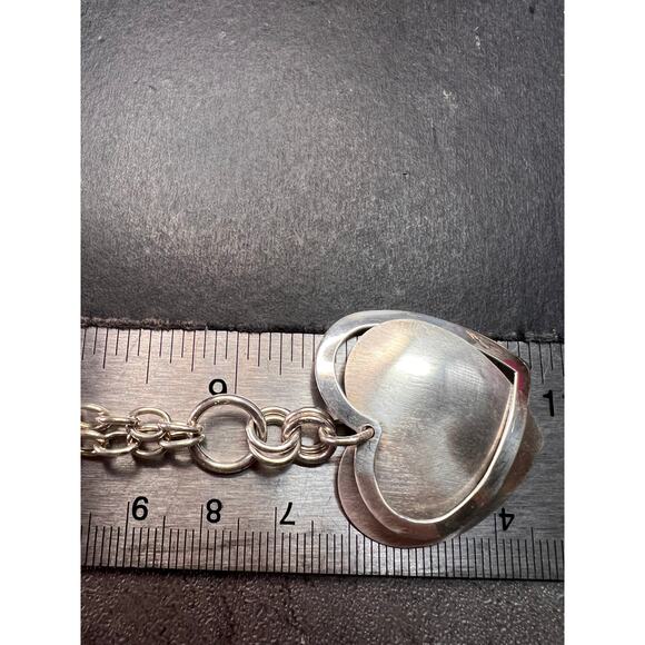 Vintage sterling silver heart framed pendant and chain necklace - Picture 9 of 16